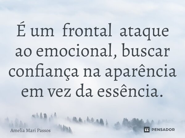 ⁠É um frontal ataque ao emocional, buscar confiança na aparência em vez da essência.... Frase de Amelia Mari Passos.