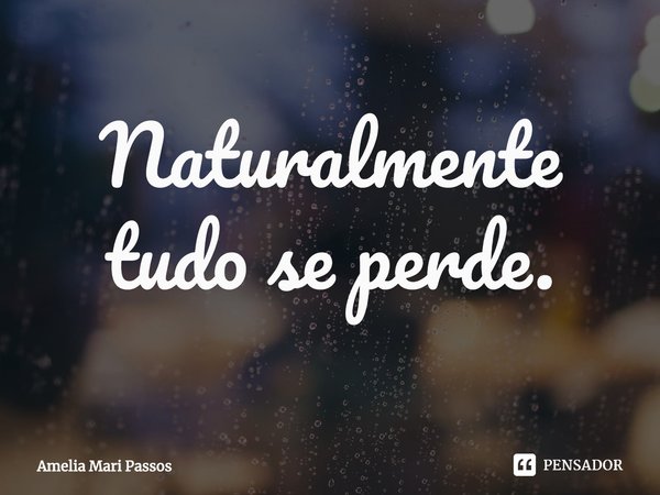 ⁠Naturalmente tudo se perde.... Frase de Amelia Mari Passos.