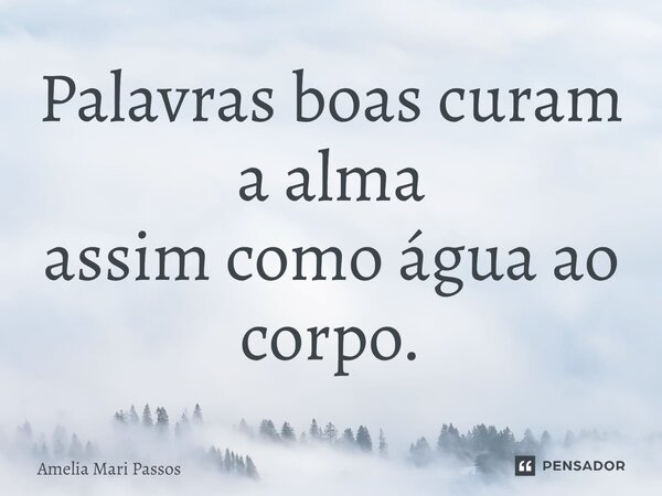 ⁠Palavras boas curam a alma assim como água ao corpo.... Frase de Amelia Mari Passos.