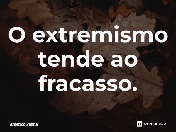 ⁠O extremismo tende ao fracasso.... Frase de Americo Penna.