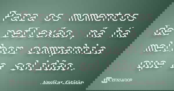 Para os momentos de reflexão, nã há melhor companhia que a solidão.... Frase de Amilcar Zafalan.