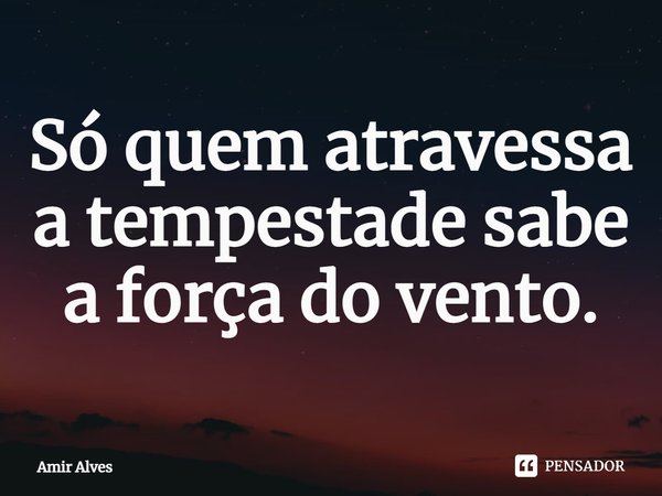⁠Só quem atravessa a tempestade sabe a força do vento.... Frase de Amir Alves.