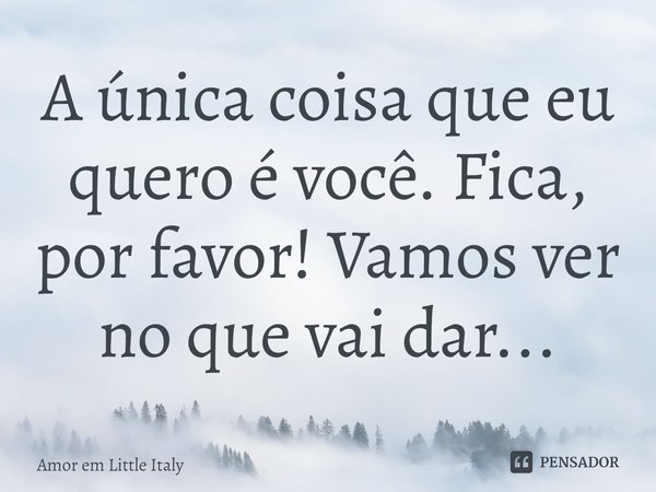 ⁠A única coisa que eu quero é você. Fica, por favor! Vamos ver no que vai dar...... Frase de Amor em Little Italy.