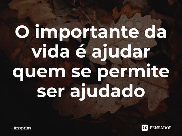 ⁠⁠O importante da vida é ajudar quem se permite ser ajudado... Frase de An7prins.