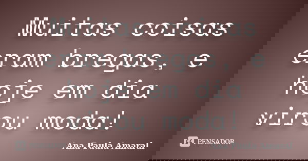 Muitas coisas eram bregas, e hoje em dia virou moda!... Frase de Ana Paula Amaral.