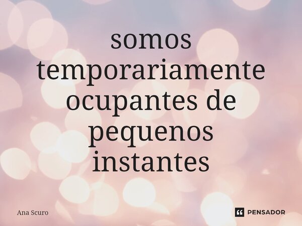 ⁠somos temporariamente ocupantes de pequenos instantes... Frase de Ana Scuro.