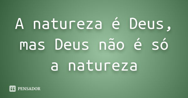 A natureza é Deus, mas Deus não é só a natureza... Frase de Anonimo.