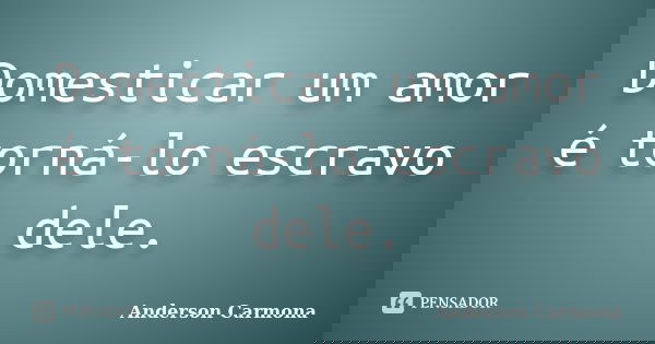 Domesticar um amor é torná-lo escravo dele.... Frase de Anderson Carmona.