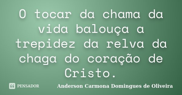 O tocar da chama da vida balouça a trepidez da relva da chaga do coração de Cristo.... Frase de Anderson Carmona Domingues de Oliveira.