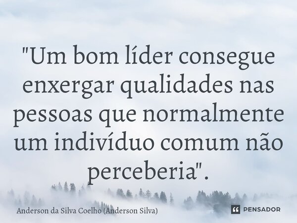 ⁠"Um bom líder consegue enxergar qualidades nas pessoas que normalmente um indivíduo comum não perceberia ".... Frase de Anderson da Silva Coelho (Anderson Silva).