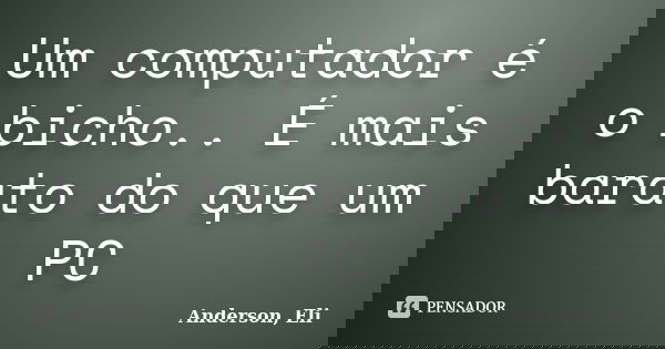 Um computador é o bicho.. É mais barato do que um PC... Frase de Anderson, Eli.
