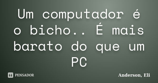 Um computador é o bicho.. É mais barato do que um PC... Frase de Anderson, Eli.