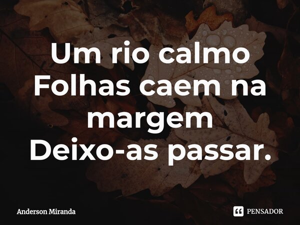 Um rio calmo Folhas caem na margem Deixo-as passar.... Frase de Anderson Miranda.