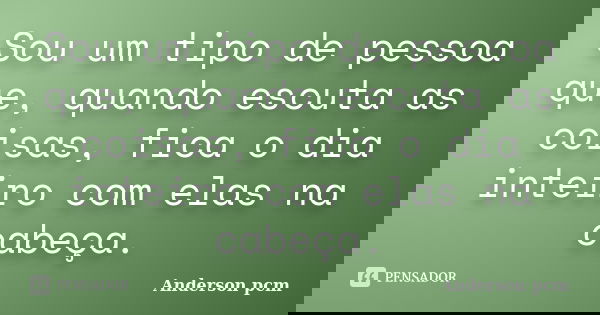 Sou um tipo de pessoa que, quando escuta as coisas, fica o dia inteiro com elas na cabeça.... Frase de Anderson pcm.