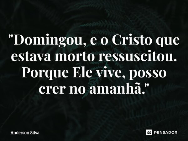 ⁠"Domingou, e o Cristo que estava morto ressuscitou. Porque Ele vive, posso crer no amanhã."... Frase de Anderson Silva.
