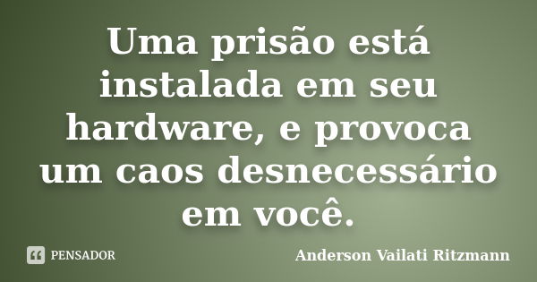 Uma prisão está instalada em seu hardware, e provoca um caos desnecessário em você.... Frase de Anderson Vailati Ritzmann.