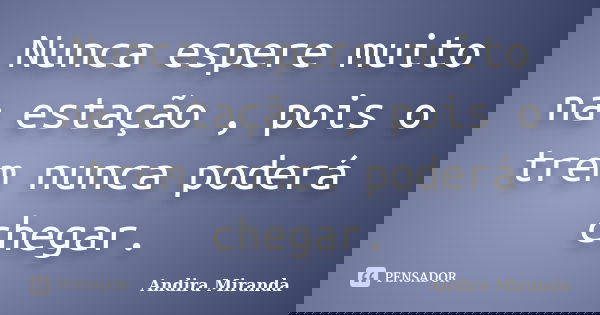 Nunca espere muito na estação , pois o trem nunca poderá chegar.... Frase de Andira Miranda.