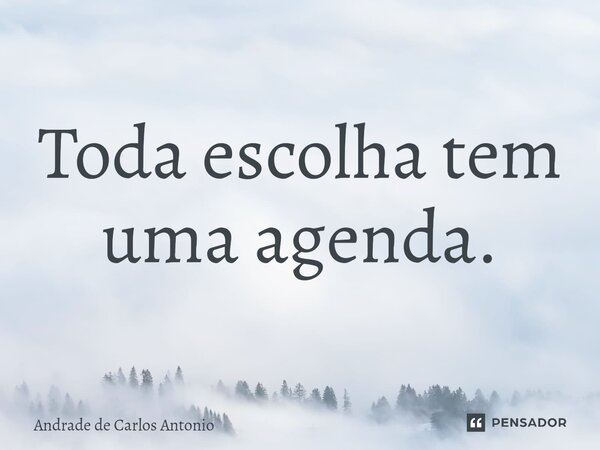 ⁠Toda escolha tem uma agenda.... Frase de Andrade de Carlos Antonio.