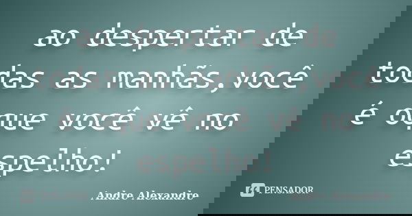 ao despertar de todas as manhãs,você é oque você vê no espelho!... Frase de Andre Alexandre.