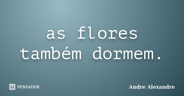 as flores também dormem.... Frase de Andre Alexandre.