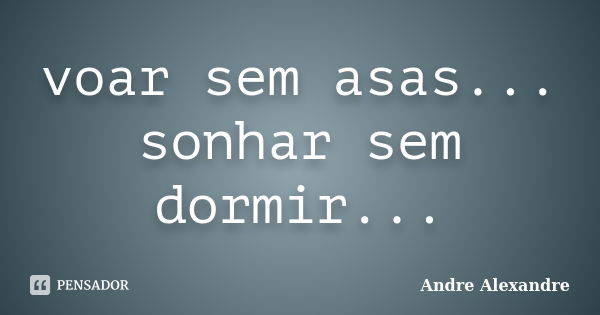 voar sem asas... sonhar sem dormir...... Frase de Andre Alexandre.