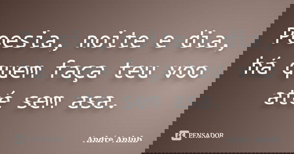 Poesia, noite e dia, há quem faça teu voo até sem asa.... Frase de André Anlub.