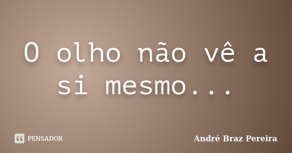 O olho não vê a si mesmo...... Frase de André Braz Pereira.