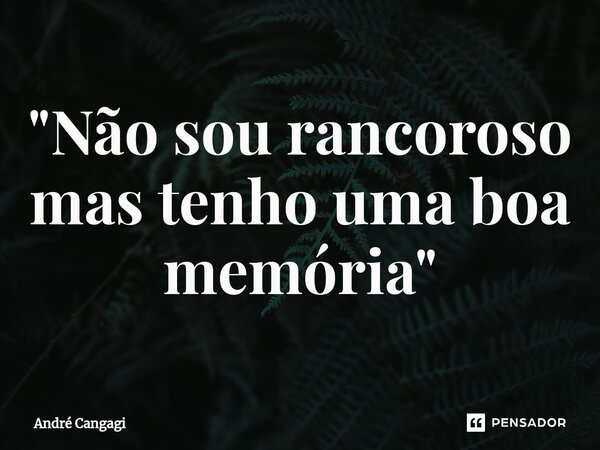 "Não sou rancoroso mas tenho uma boa memória"... Frase de André Cangagi.