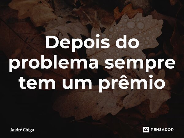 ⁠Depois do problema sempre tem um prêmio... Frase de andre chiga.