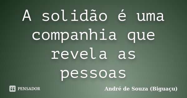 A solidão é uma companhia que revela as pessoas... Frase de André de Souza (Biguaçu).