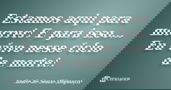 Estamos aqui para morrer! E para isso... Eu vivo nesse ciclo de morte!... Frase de André de Souza (Biguaçu).