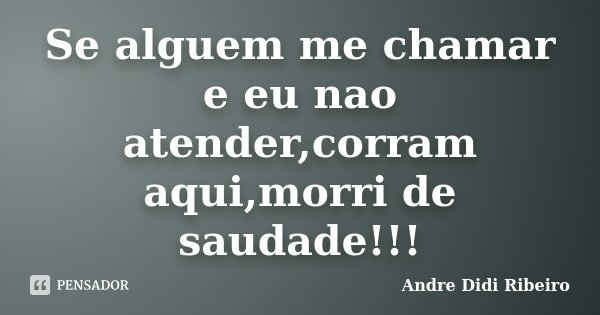 Se alguem me chamar e eu nao atender,corram aqui,morri de saudade!!!... Frase de Andre Didi Ribeiro.