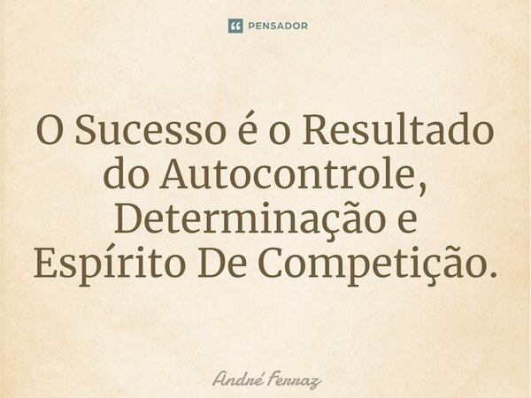 ⁠O Sucesso é o Resultado do Autocontrole, Determinação e Espírito De Competição.... Frase de André Ferraz.