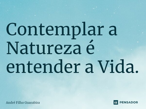 Contemplar a Natureza ⁠é entender a Vida.... Frase de André Filho Guarabira.