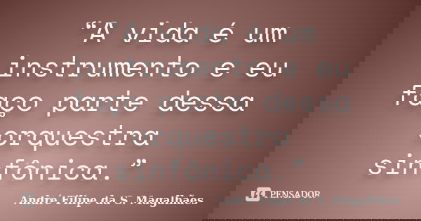 “A vida é um instrumento e eu faço parte dessa orquestra sinfônica.”... Frase de André Filipe da S. Magalhães.