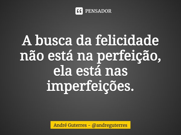 ⁠A busca da felicidade não está na perfeição, ela está nas imperfeições.... Frase de André Guterres - andreguterres.