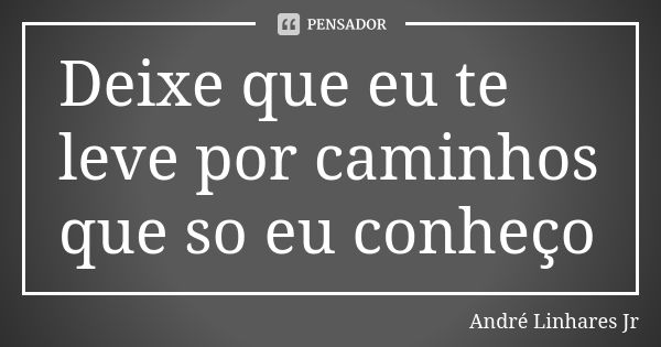 Deixe que eu te leve por caminhos que so eu conheço... Frase de André Linhares Jr.