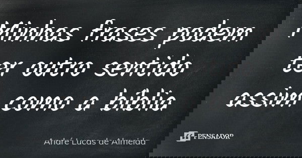 Minhas frases podem ter outro sentido assim como a bíblia... Frase de André Lucas de Almeida.
