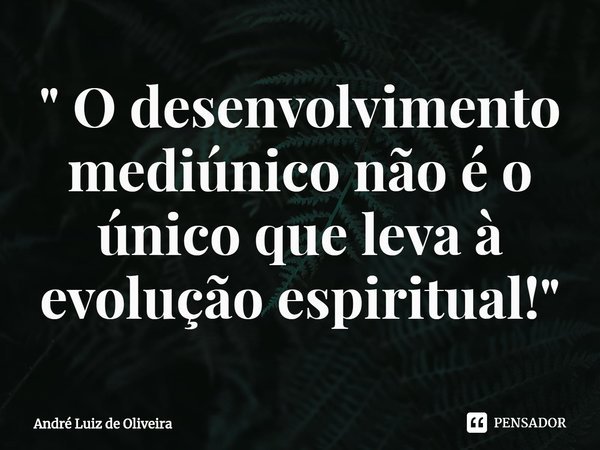 ⁠" O desenvolvimento mediúnico não é o único que leva à evolução espiritual!"... Frase de André Luiz de Oliveira.