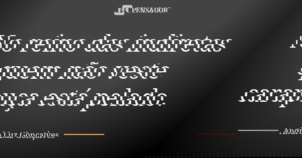 No reino das indiretas quem não veste carapuça está pelado.... Frase de André Luz Gonçalves.