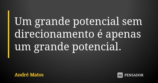 Um grande potencial sem direcionamento é apenas um grande potencial.... Frase de André Matos.