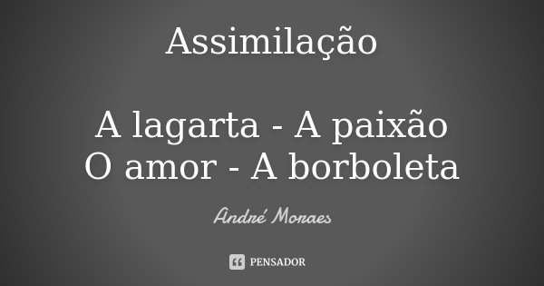 Assimilação A lagarta - A paixão O amor - A borboleta... Frase de André Moraes.