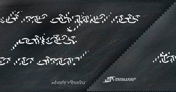 Já me abriguei nas paixões. Moro no amor!... Frase de Andre Pesilva.