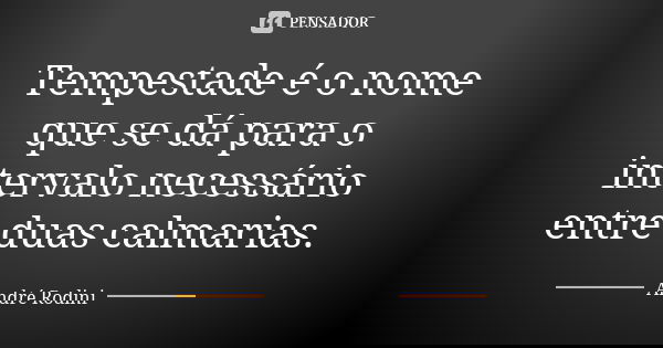 Tempestade é o nome que se dá para o intervalo necessário entre duas calmarias.... Frase de Andre Rodini.