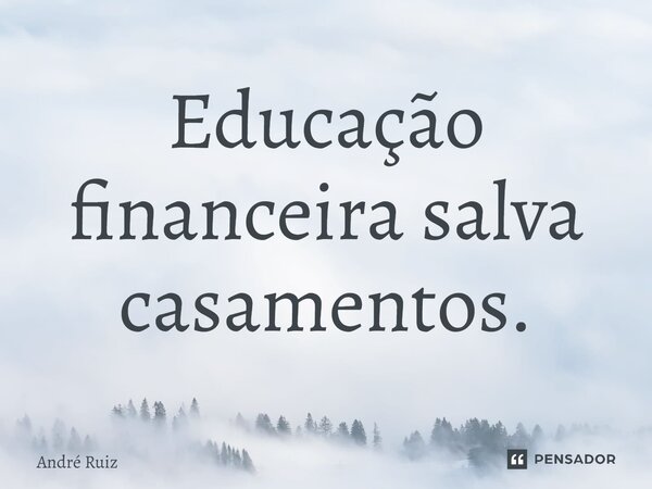 Educação financeira salva casamentos.... Frase de andre ruiz.