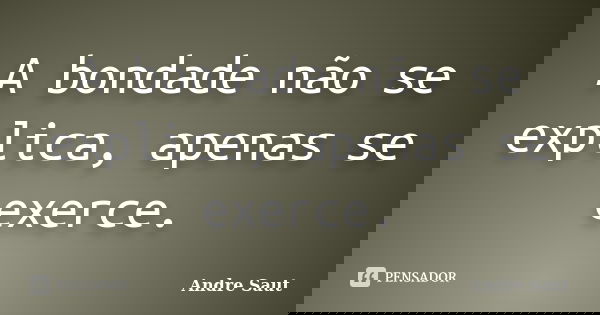A bondade não se explica, apenas se exerce.... Frase de Andre Saut.