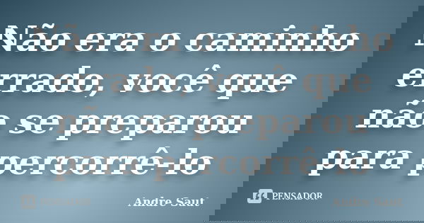 Não era o caminho errado, você que não se preparou para percorrê-lo... Frase de Andre Saut.