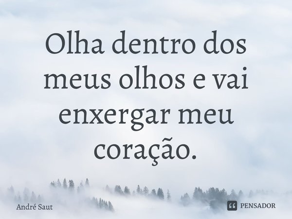 ⁠Olha dentro dos meus olhos e vai enxergar meu coração.... Frase de Andre Saut.