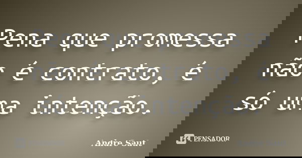 Pena que promessa não é contrato, é só uma intenção.... Frase de Andre Saut.