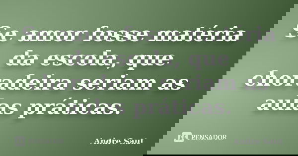 Se amor fosse matéria da escola, que choradeira seriam as aulas práticas.... Frase de Andre Saut.